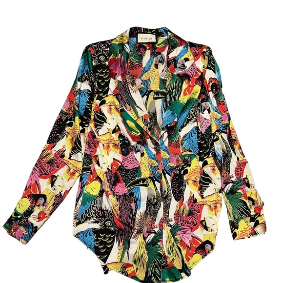 Gucci Tops - Gucci parrot rio silk blouse